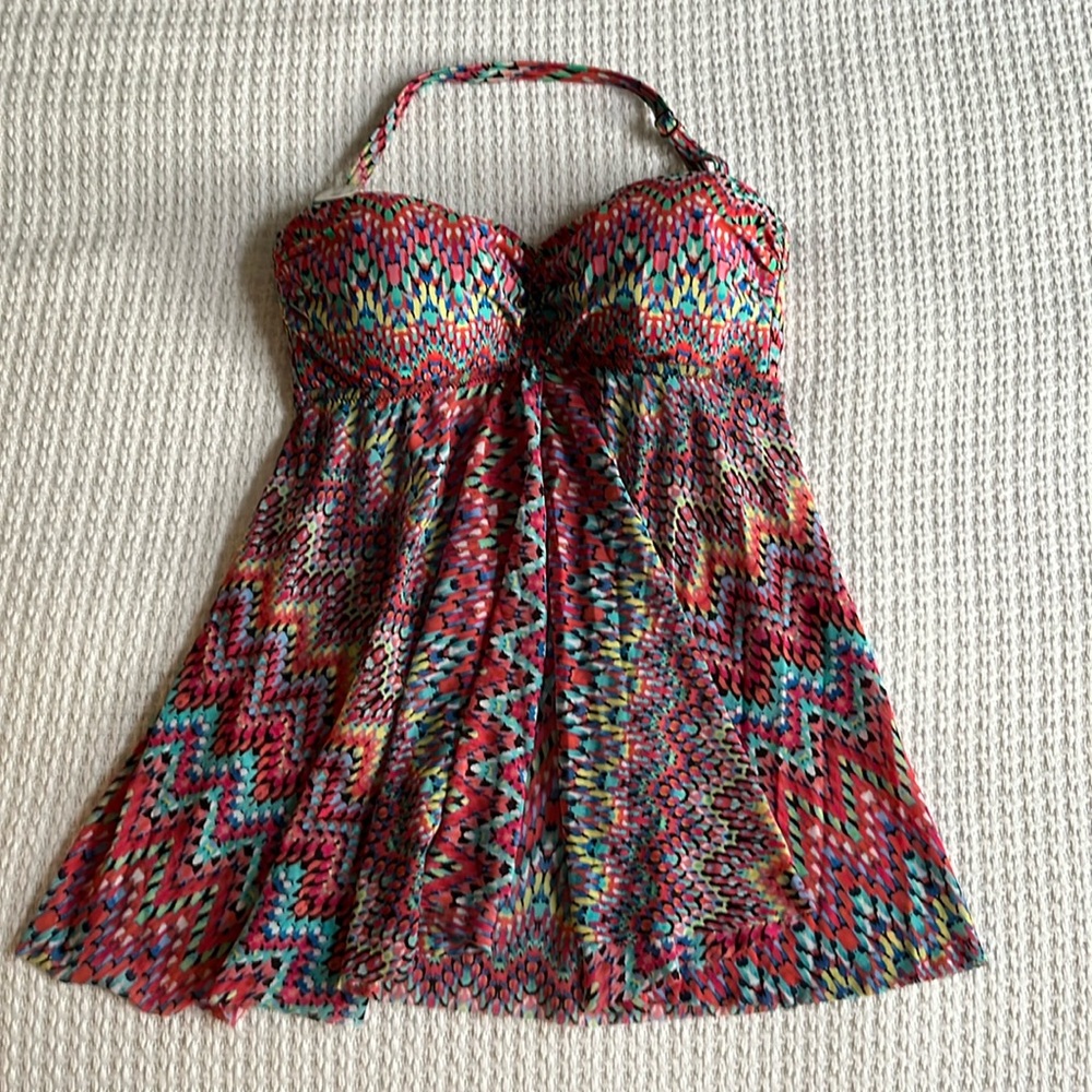 PROFILE BY GOTTEX TANKINI SWIMSUIT SWIM TOP WITH REMOVABLE STRAPS 34D 6 medium